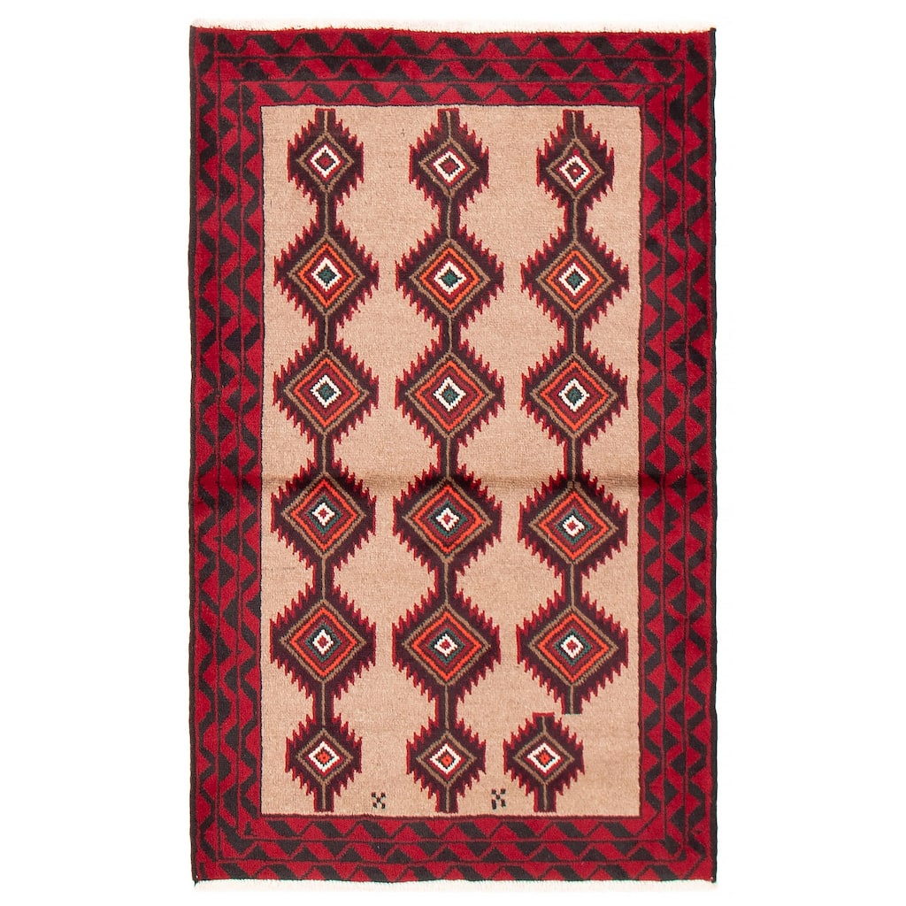 ECARPETGALLERY Hand-knotted Royal Baluch Tan Wool Rug - 3'4 x 5'4