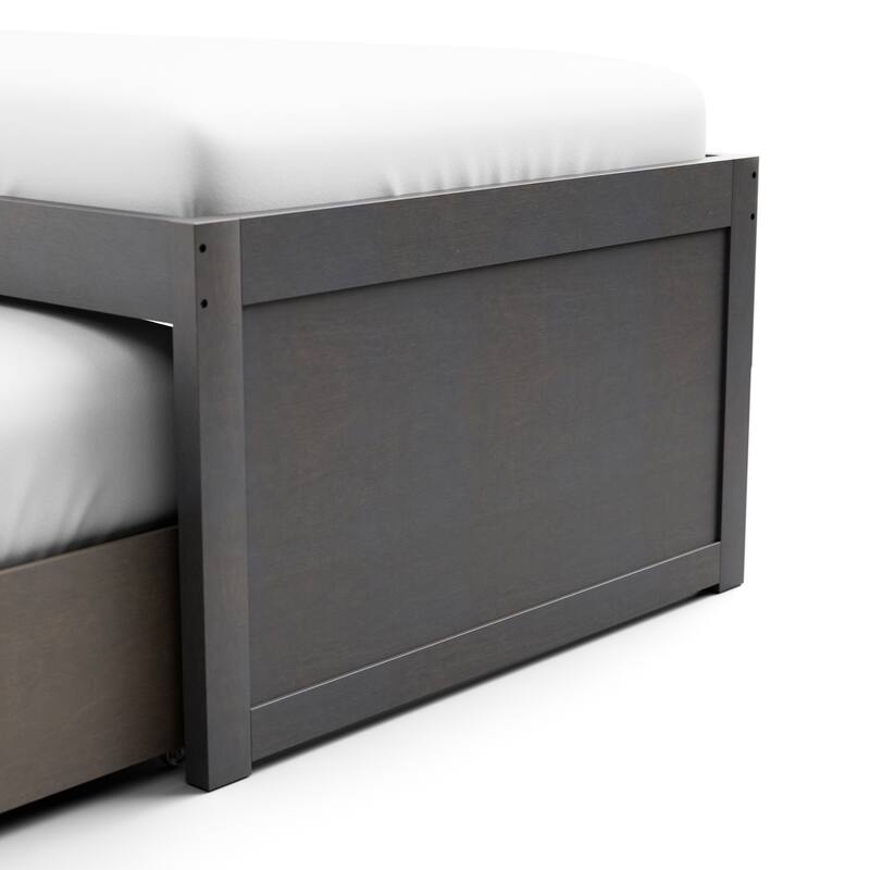 Furniture of America Maurice Grey Twin Rubberwood Captain Bed with Trundle and USB Port