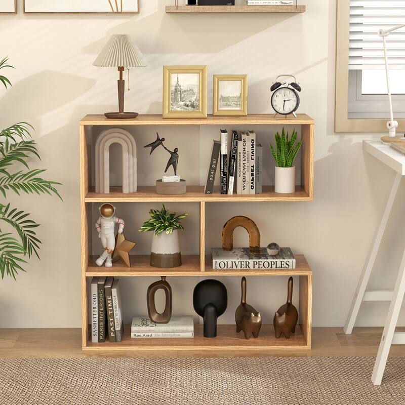 Costway 3-Shelf Concave/Convex Bookshelf Room Organizer with