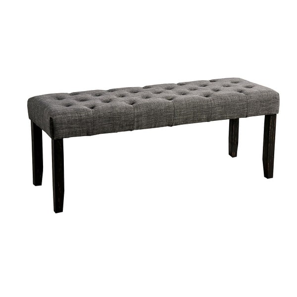 48 Inches Bench With Button Tufted Seat And Chamfered Legs Gray Saltoro ...