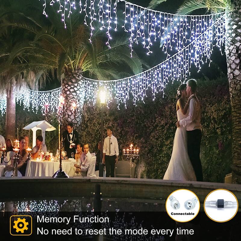 Christmas Icicle Lights Outdoor LED Icicle String Lights 2 Pack On