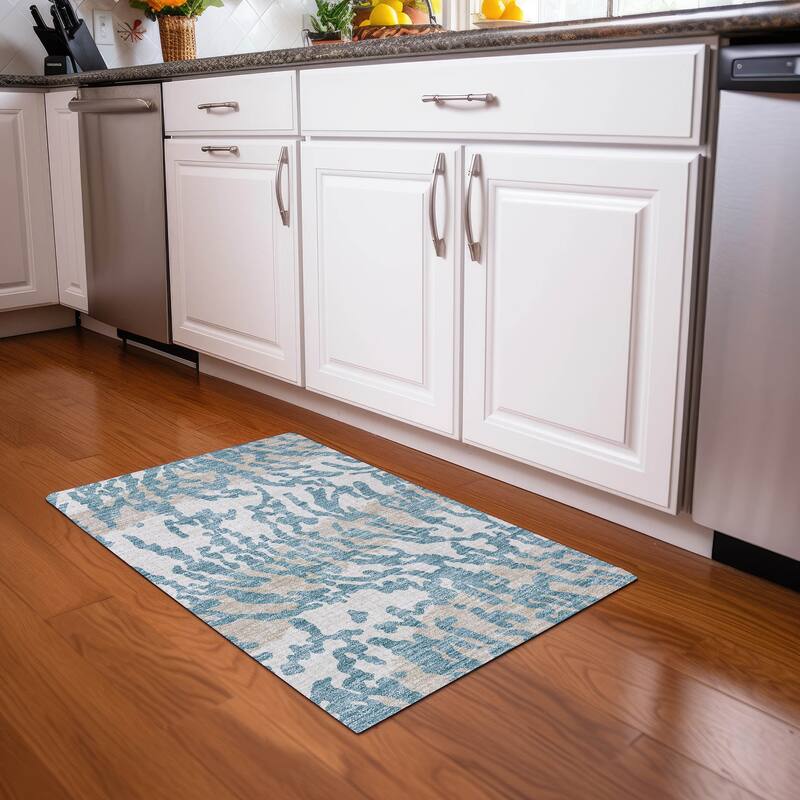 Premium Washable Super Soft Modern Tiger Mayfield Rug - Teal - 1'8" x 2'6"