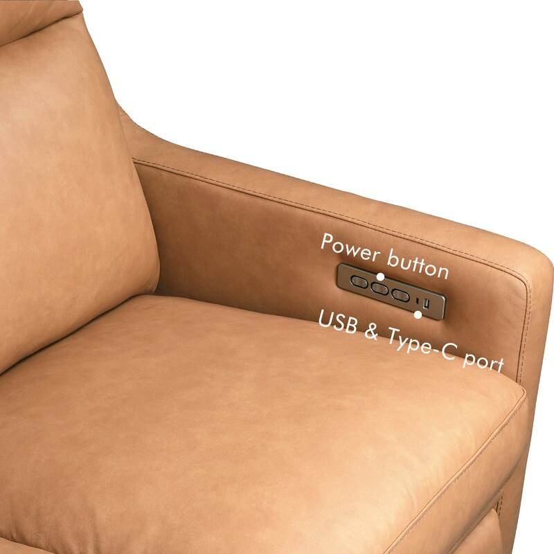 Genuine Leather Recliner Sofa 33" Triple-Motor Power Zero-Wall Reclining Couch with USB&USB-C Port