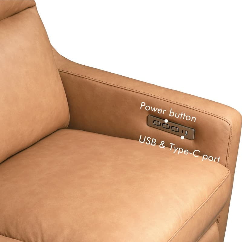 Genuine Leather Recliner Sofa 78" Triple-Motor Power Zero-Wall Reclining 3-Seat Sofa with USB&USB-C Port