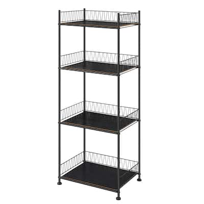 4 Tier Organizer Shelf Storage Rack for Floor Metal Wire Rack Shelving Standing Shelf