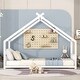 preview thumbnail 2 of 7, White Twin Size Metal House Bed with Roof, Fence, and Back