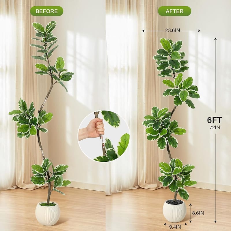 Home Fiddle Leaf Fig Tree Artificial Faux Rubber Tree for Home Decor