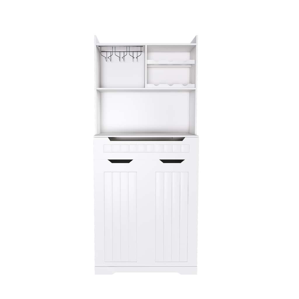 White Modern Kitchen Hutch Cabinet with Drawers and Spacious Storage for Multi Purpose Use - 30 "l x 15.75" w x 70 "height.