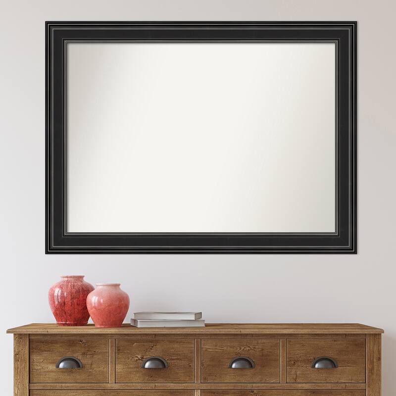 Non-Beveled Wall Mirror - Ridge Black Frame