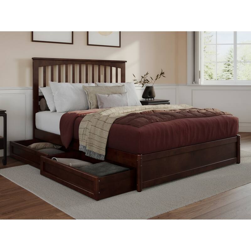 Everett Platform Bed with Panel Footboard and Storage Drawers