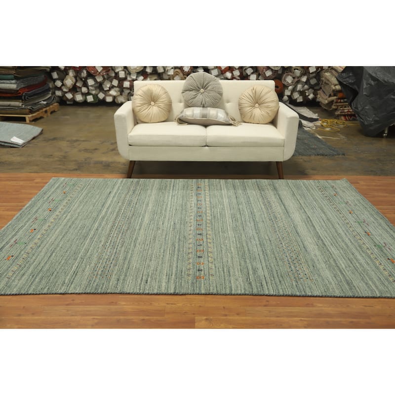 Hand Knotted Oriental 100% Wool Carpet Tribal Animal Pictorial Green Gabbeh Area Rug - 9' 0'' X 6' 0''