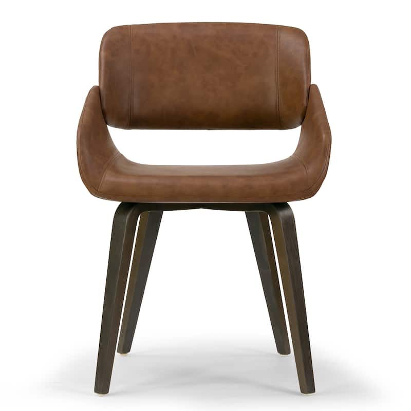Amal Brown Dining Chair with Grey Wood Accent and Bentwood Legs