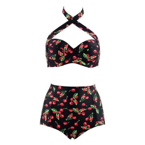 cherry high waisted bikini