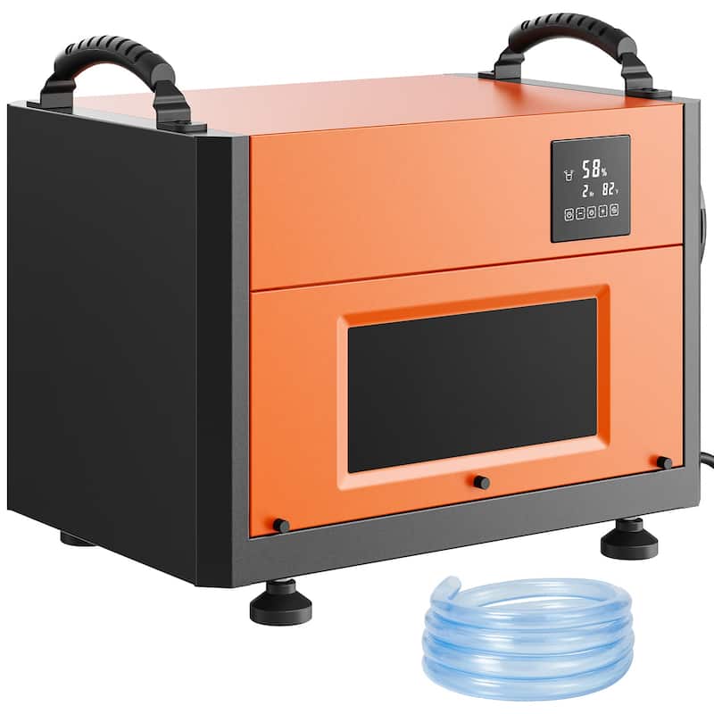 125 Pints Commercial Dehumidifier with Drain Hose for Crawl Spaces, Basements Warehouse & Job Sites - 125 Pints - Orange