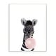 preview thumbnail 5 of 9, Stupell Baby Zebra with Pink Bubble Gum Safari Animal Wood Wall Art 10 x 15