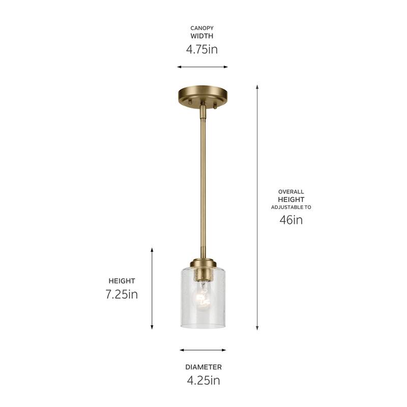 Kichler Winslow Single Light 4" Wide Mini Pendant with Seedy Glass