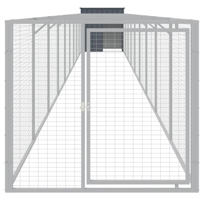 vidaXL Dog House with Run Anthracite/Light Gray multisize Galvanized Steel