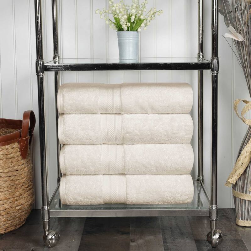Superior Cotton Solid Highly-Absorbent Bath Towel - (Set of 4) - Almond