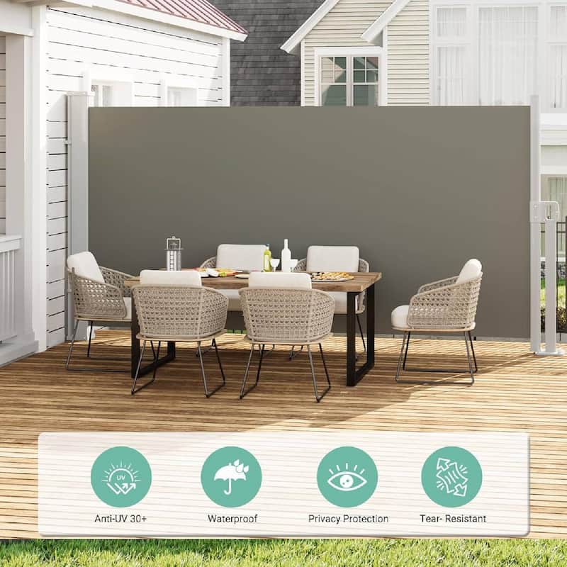 71 in x138 in Retractable Side Awning, Privacy Screen Protection Awning for Patio, Balcony and Pools - N/A