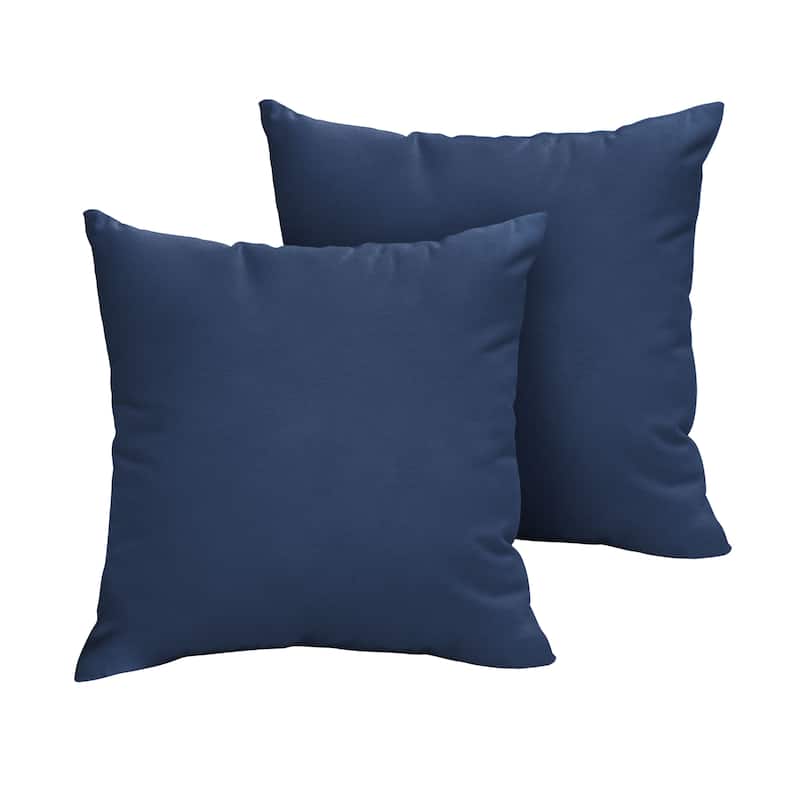 Sorra Home Sunbrella Outdoor Knife Edge Pillow Set of 2 - 24 in H x 24 in W x 6 in D - Canvas Navy