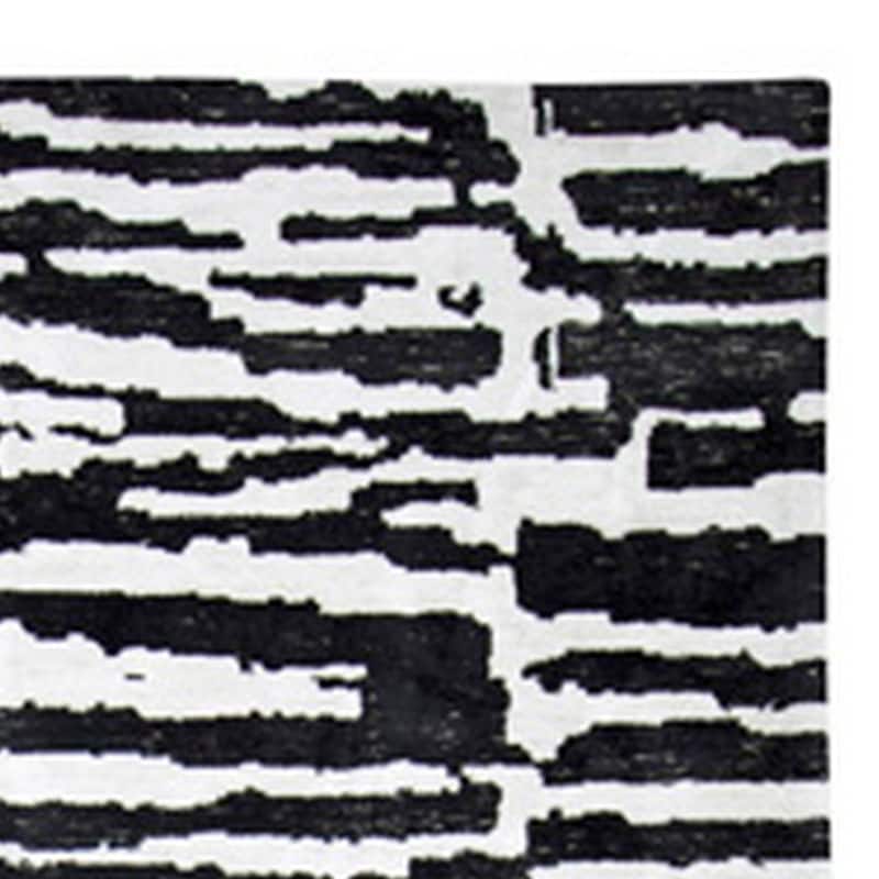 Shaw 8 x 10 Large Area Rug, Modern Abstract Design, Black Ivory Polyester - 8 x 10