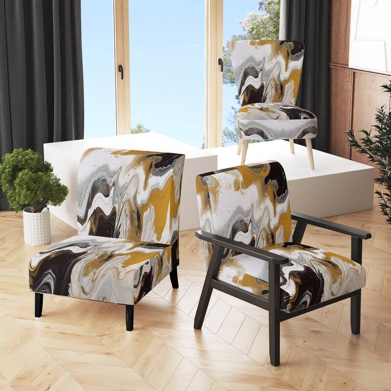 Designart "Segment Layers of Marbled Rock" Upholstered Fractals Accent Chair and Arm Chair
