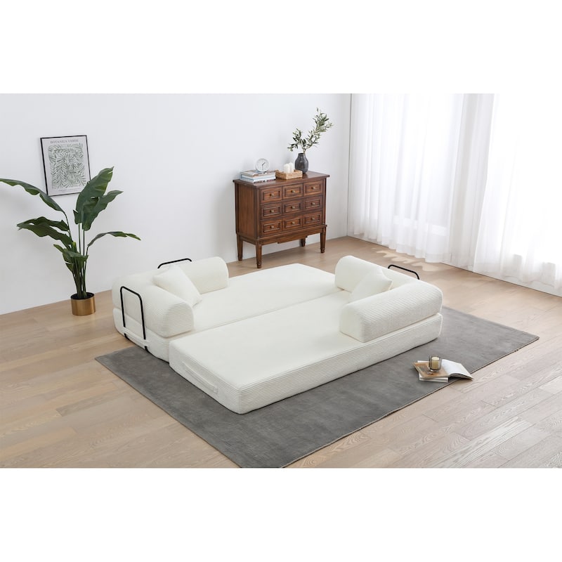Twilight 2 - Piece Convertible Sleeper Sofa Bed, Corduroy Folding Mattress Couch with Fixed-Shape Framefor Cozy Living Spaces