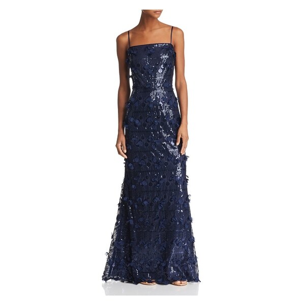Shop ELIZA J Womens Navy Sequined Embellished Petal Floral ...