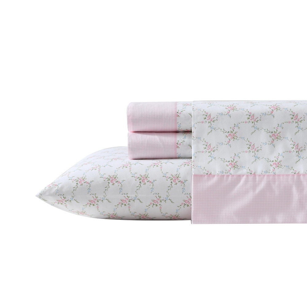 Laura Ashley Percale Cotton Printed Hem Sheet Sets