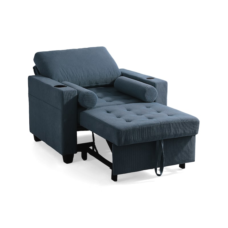 2 Set Convertible Adjustable Lounge 3-in-1 Pull-Out Sleeper Chair Bed