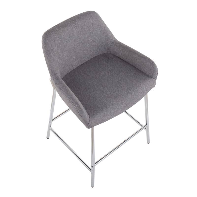 Silver Orchid Galotti Chrome Fixed-Height Upholstered Counter Stool - Set of 2