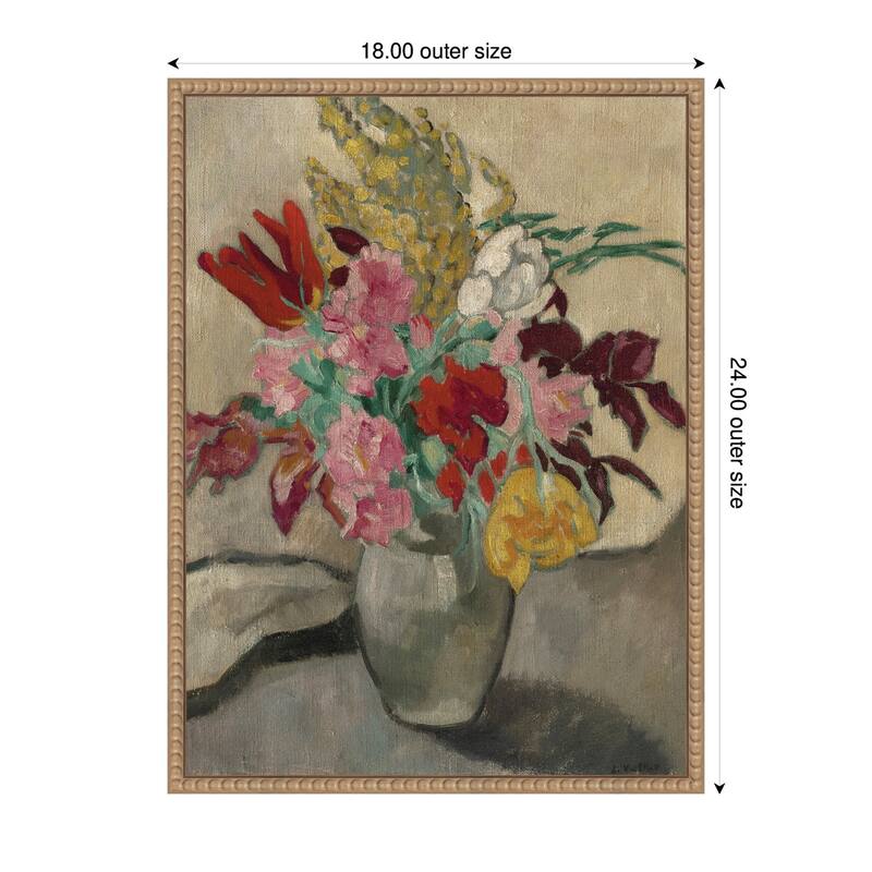 Kate and Laurel Vase avec bouquet de fleurs by Louis Valtat by Nostalgia Prints Framed Canvas Wall Art Print