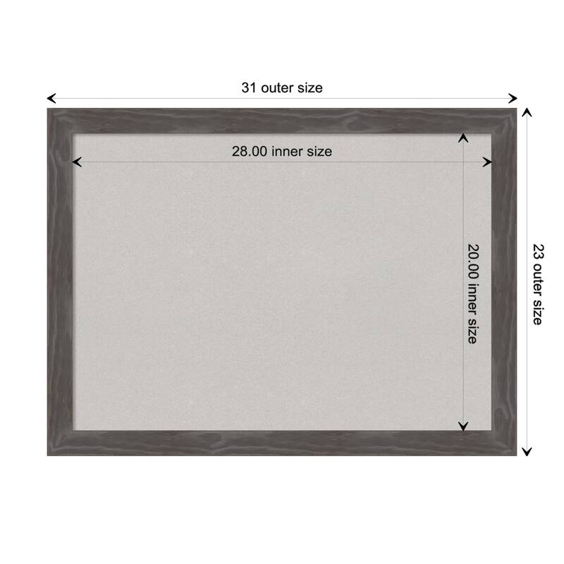 Woodridge Rustic Grey Wood Framed Grey Corkboard Bulletin Board - Board Size 28x20