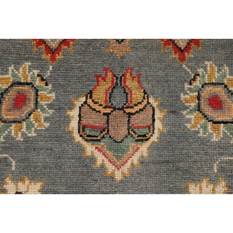 Floral Gray Oushak Accent Rug Handmade Wool Carpet - 3'2" x 4'11"