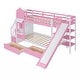 preview thumbnail 42 of 50, Twin-Over-Twin Castle Style Bunk Bed with 2 Drawers 3 Shelves and Slide