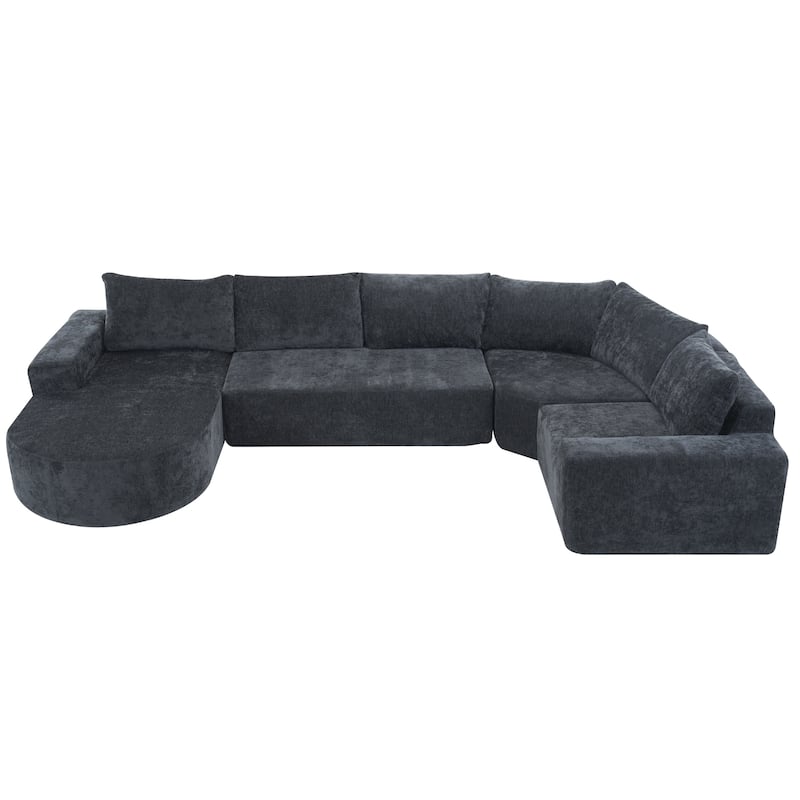 139" Grey U-shaped Modular Sectional Sofa for Living Room