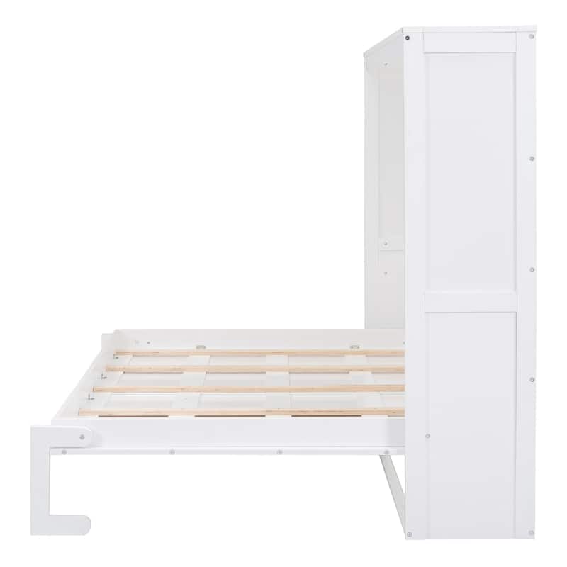 Wood Murphy Bed Wall Bed, Space Saving Murphy Bed Cabinet with Wood Slats