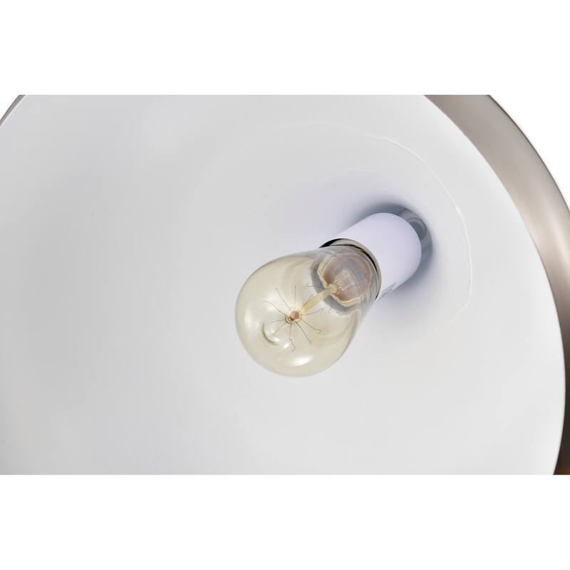 1-Light 12 in. Brushed Nickel Single Pendant with Teardrop Metal Shade