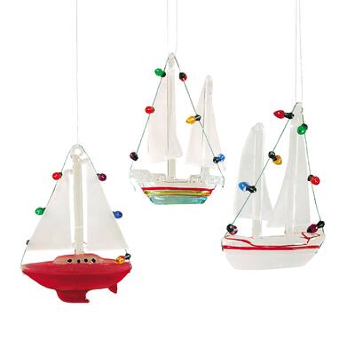 Sailboat Ornament Set of 3 - 3.75"