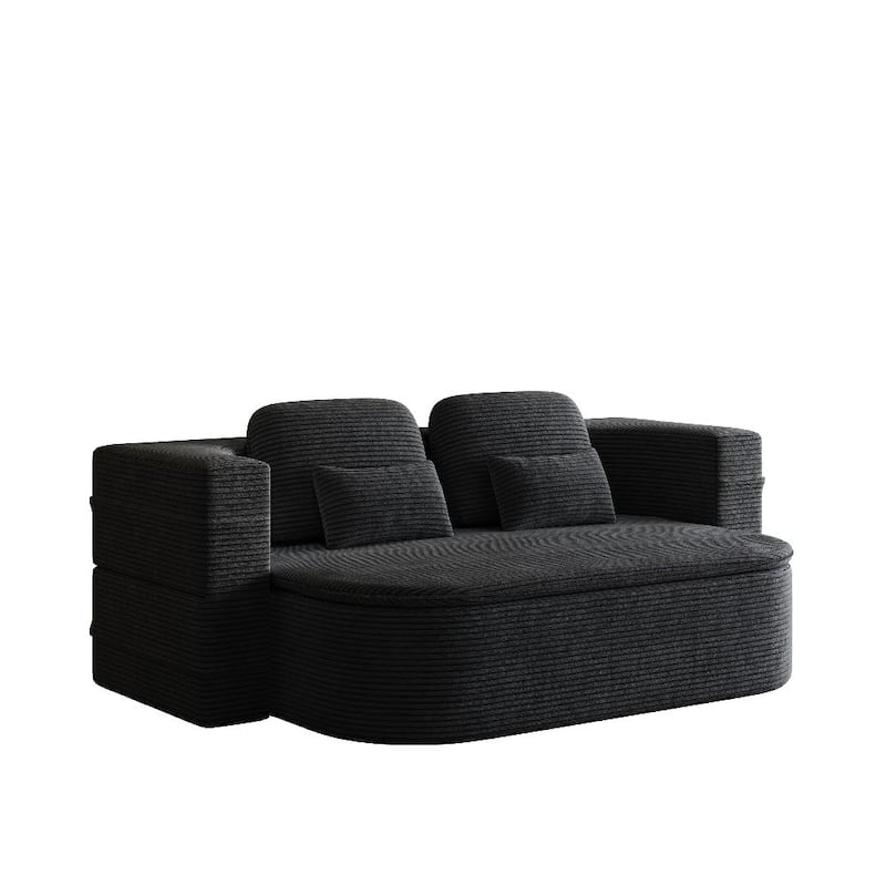 75''2-In-1 Foldable Convertible Sleeper Foam Sofa Bed with Multi Functional Blanket