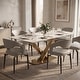 preview thumbnail 2 of 75, Voren Modern Rectangular Dining Table, Sintered Stone/Tempered Glass Top & Stainless Steel Gold Finish Pedestal Base