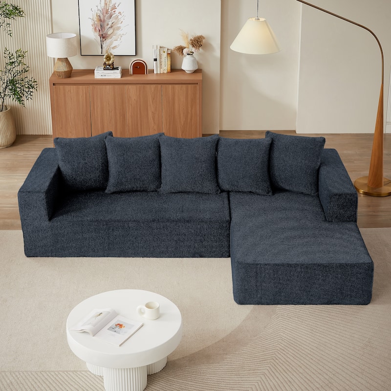 104.34" Modular L-Shaped 3-Seat Sofa Set in Luxurious Chenille