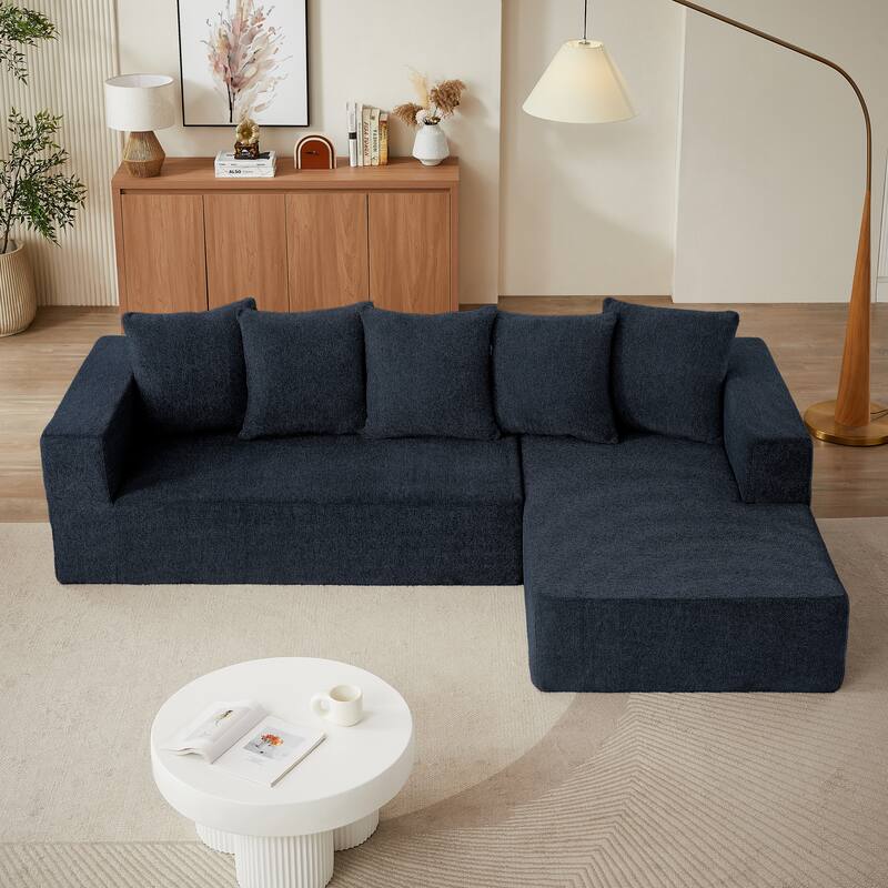 104.34" Modular L-Shaped 3-Seater Sectional Sofa Set in Luxurious Chenille Fabric with Minimalist Chaise Design