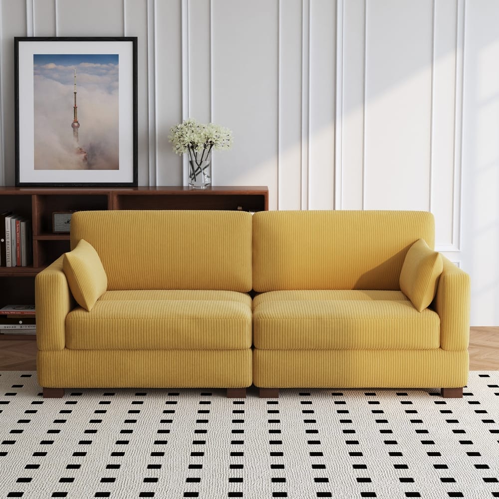 84.5″W Modern Corduroy Couch Modular Sofa