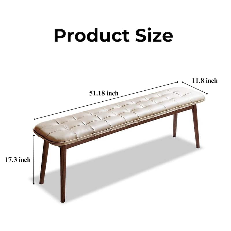 Oak Solid Wood Dining Bench With Leather Cushion