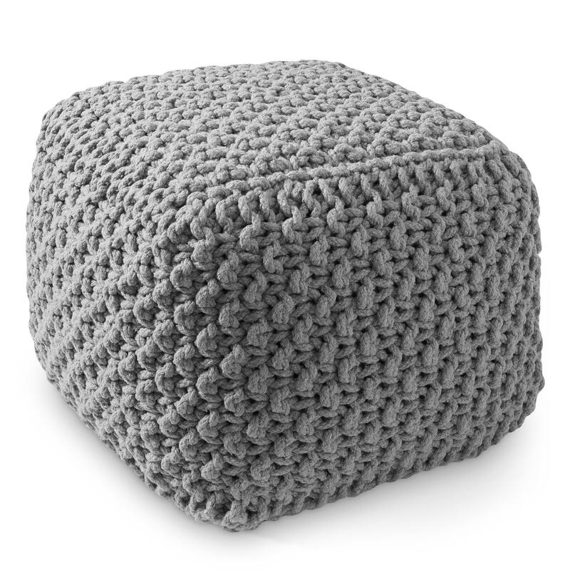 Cotton Pouf Ottomans Knit Foot Stool Pouffes for Living Room