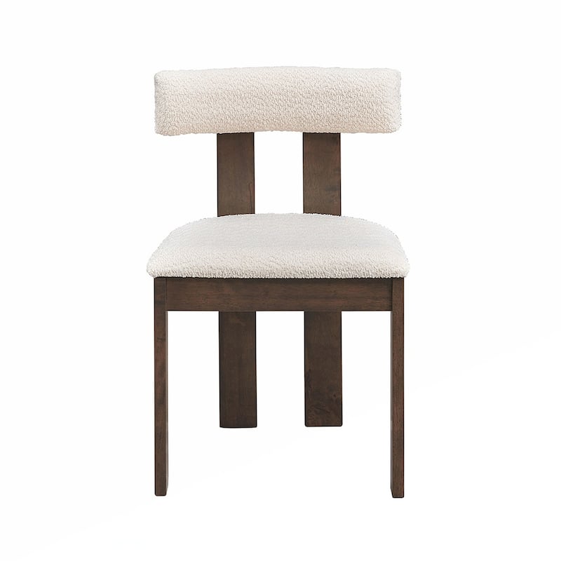 2PCS Wooden Boucle Dining Side Chairs