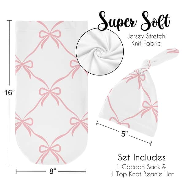Sweet Jojo Designs Pink Bows Girl Baby Cocoon and Beanie Hat Sleep Sack 2pc Set -for Ballerina Ballet Dancer Princess Collection