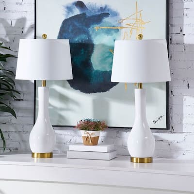 Maxax 28.5" Ceramic Table Lamp Set with USB (Set of 2)