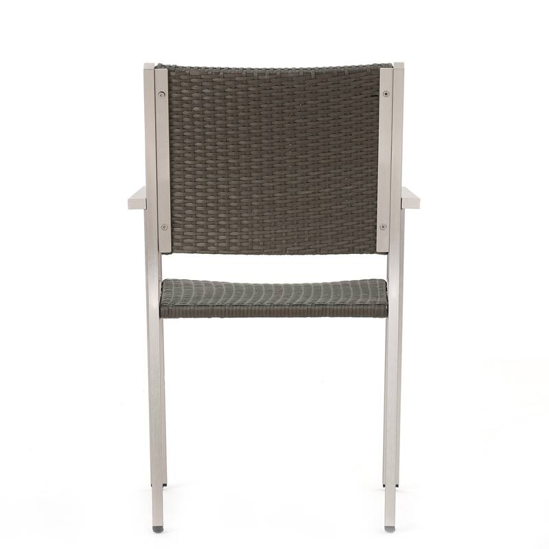 Cape Coral Outdoor 4-Seater Aluminum and Faux Wood Dining Set by Christopher Knight Home